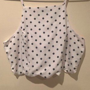 Polka Dot High Neck Crop Top